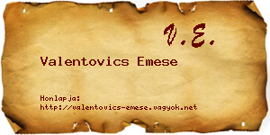 Valentovics Emese névjegykártya